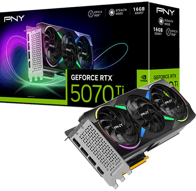 PNY GeForce RTX 5070 Ti ARGB Epic-X OC Edition, 16384 MB GDDR7