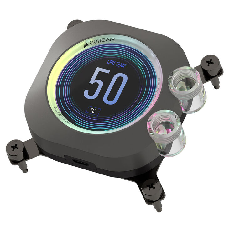 Corsair Hydro X Series XC7 RGB Elite LCD CPU Water Block LGA 1700, AM4 / AM5 - black image number 0