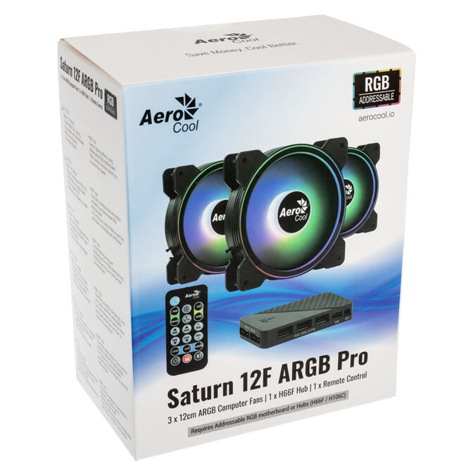 Aerocool Saturn 12F Pro ARGB LED L&uuml;fter, 3er-Pack inkl. Controller - 120mm image number 9