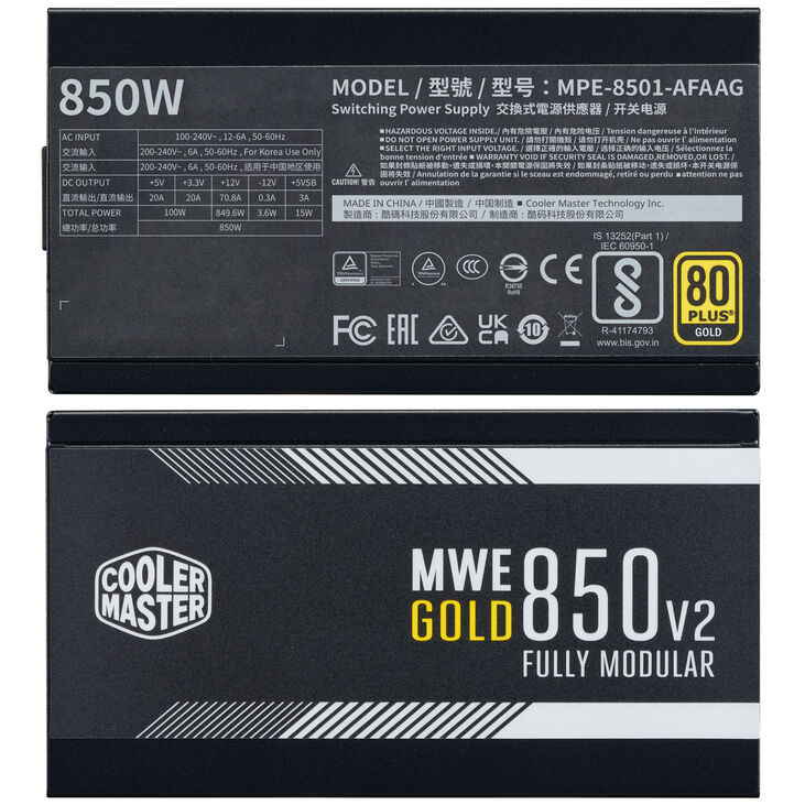 Cooler Master MWE V2, 80 PLUS Gold Netzteil, modular, PCIe 5.1 - 850 Watt, schwarz image number 6