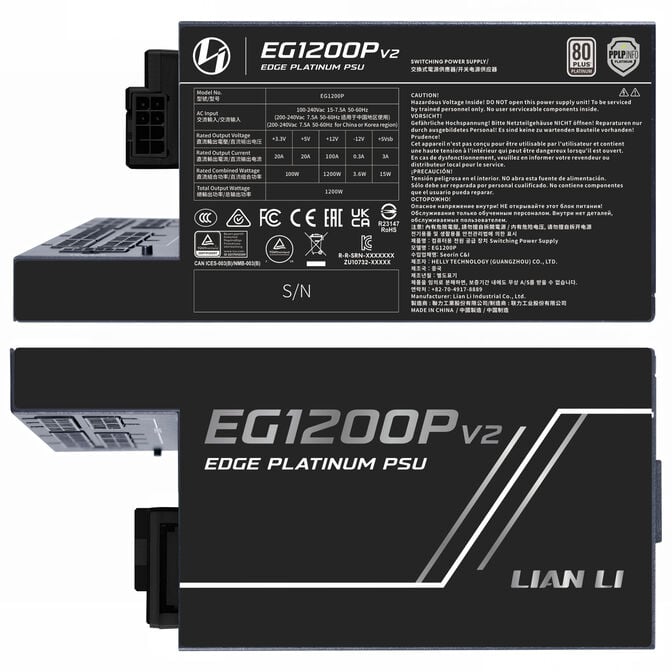 Lian Li EDGE Platinum V2 Netzteil mit EDGE Hub V2 - schwarz, 1.200W image number 2