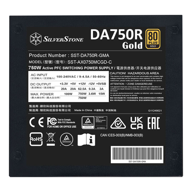 SilverStone SST-DA750R-GMA 80 PLUS Gold, modular, ATX 3.0 - 750 Watt image number 8