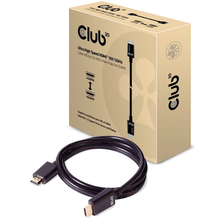Club 3D Ultra High Speed HDMI-Kabel 4K120Hz, 8K60Hz 48Gbit/s - 3m image number 0