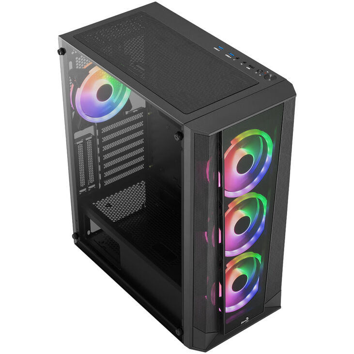 Aerocool Prism ARGB Mid Tower, Tempered Glass - Black image number 1