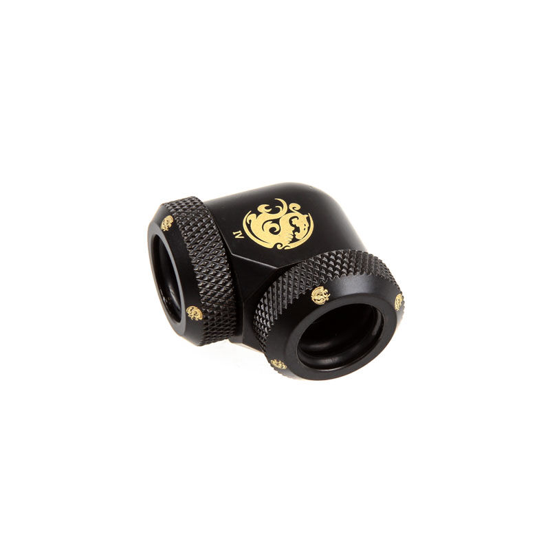 Bitspower Multi-Link Adapter 90 Grad 12mm AD auf 12mm AD Hardtube - carbon schwarz WAAD-488