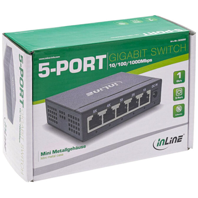 InLine Gigabit Network Switch 5-Port, 1GBit/s, Fanless image number 3