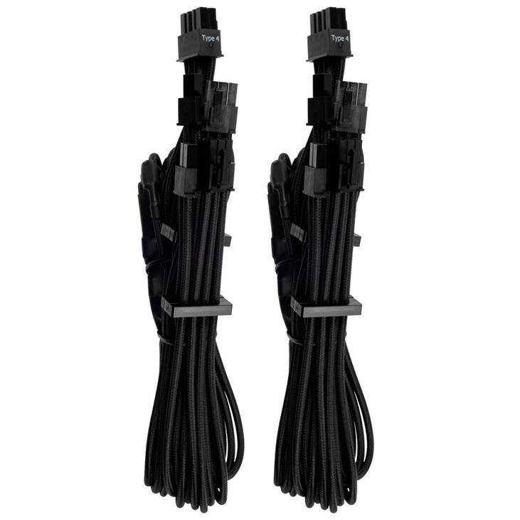 Corsair Premium Sleeved PCIe Dual-Kabel, Doppelpack (Gen 4) - schwarz image number 0