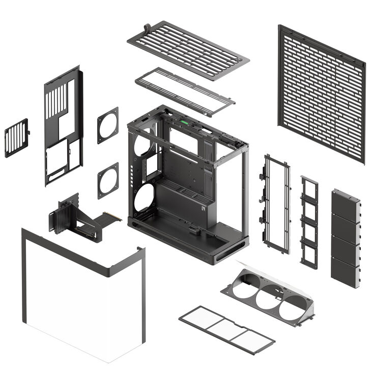 HAVN HS 420 VGPU PC-Gehäuse, Midi-Tower, E-ATX, Tempered Glass, PCIe 5.0 Riser Kabel - schwarz image number 9