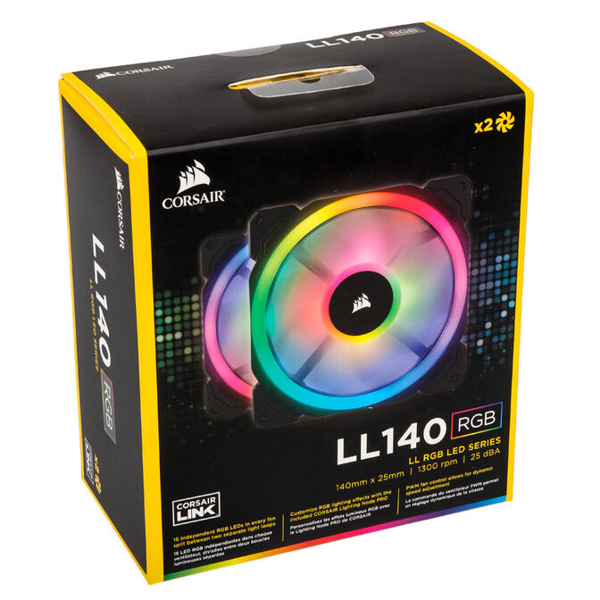 Corsair LL140 Node PRO High Performance PWM L&uuml;fter (RGB), Twin Pack inkl. Controller - 140mm image number 9