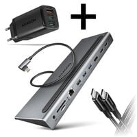 AXAGON 11-in-1 Hub with USB-C cable and power adapter