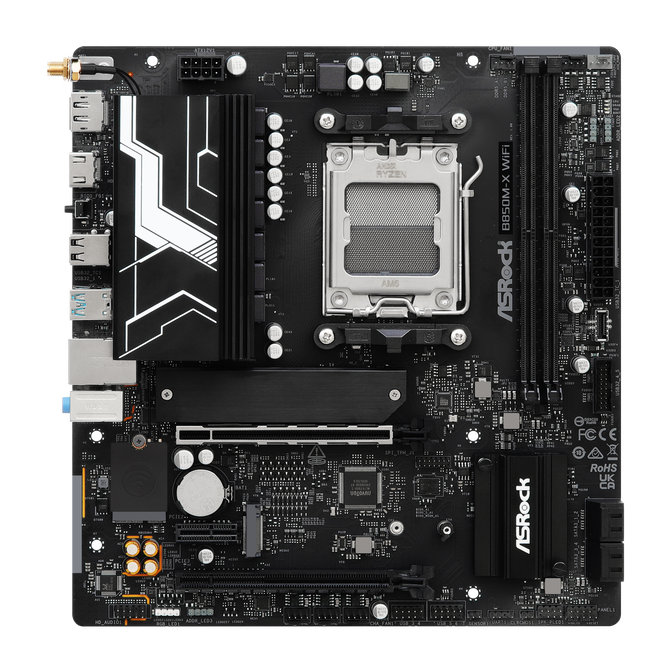 ASROCK B850M-X WiFi motherboard, Socket AM5, AMD B850, Micro-ATX, DDR5 image number 3