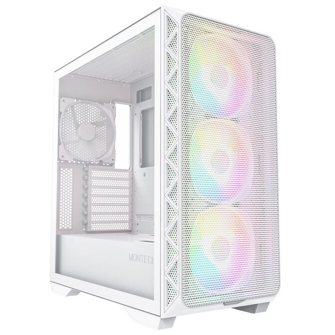 Montech air 903 max belo računalniško ohišje sprednji pogled z argb ventilatorji