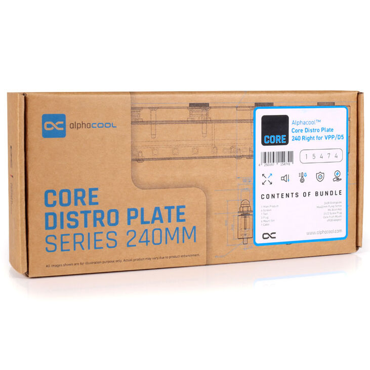 Alphacool Core Distro Plate 240 mm Left VPP/D5, ARGB - Acrylic image number 4