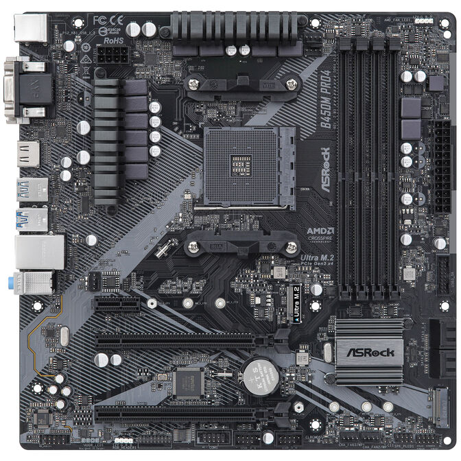 ASRock B450M PRO4 R2.0 Motherboard - B450 Chipset, Socket AM4, DDR4 image number 2