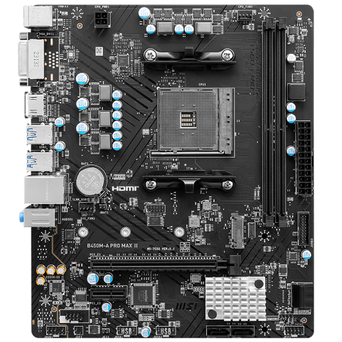 MSI B450M-A PRO Max II motherboard, Socket AM4, AMD B450, mATX, DDR4 image number 2