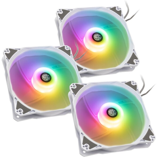 Bitspower Notos RGB PWM Fan, 120mm - white, 3-pack image number 0