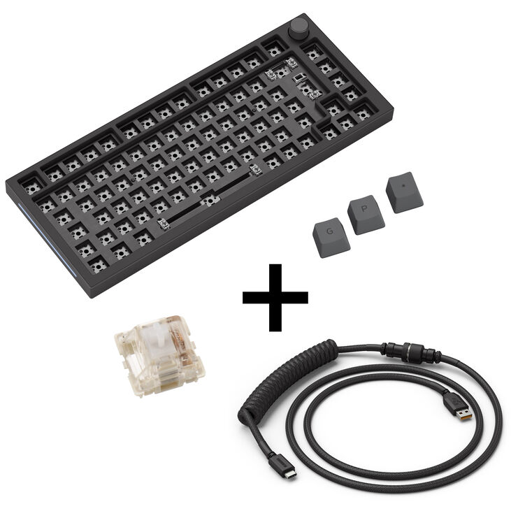 Glorious GMMK Pro Black Phantom Gaming Keyboard, GPBT Keycaps, Gateron Clear Switches - incl. Coiled Cable image number 0