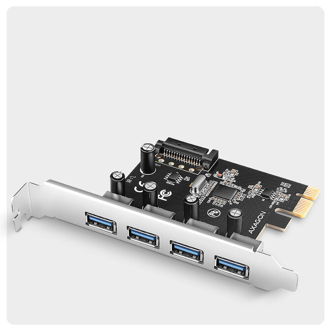 AXAGON PCEU-430RS Erweiterungskarte, PCIe 4.0 x1, 4x USB 3.0 - schwarz image number 1