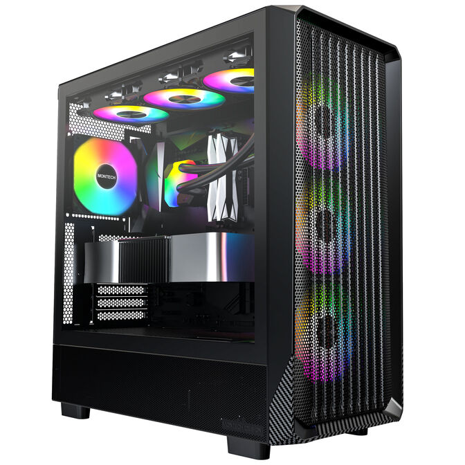 Montech X5 PC Case, Mid Tower, E-ATX, ARGB, Tempered Glass - Black image number 1