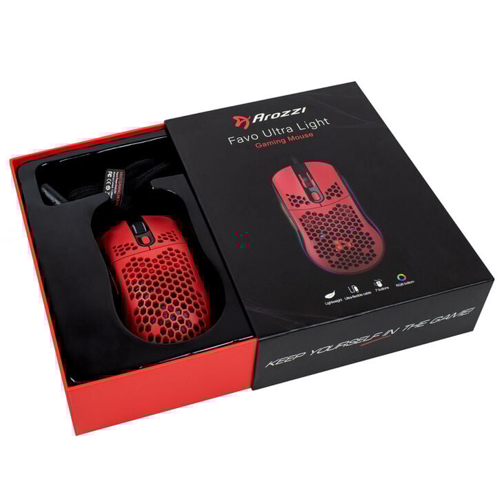 Arozzi Favo Ultra Light Gamingmaus - schwarz/rot image number 6