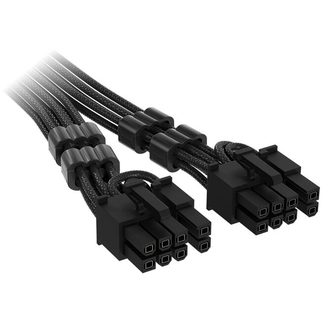 Corsair Premium Sleeved 12V-2x6 zu 2x 6+2-Pin-PCIe-Kabel, Universal - schwarz image number 2