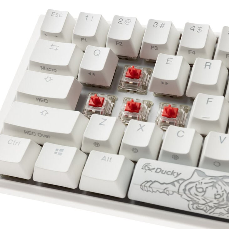 Ducky One 3 Classic Pure White Mini Gaming Keyboard, RGB LED - MX-Red (US) image number 4