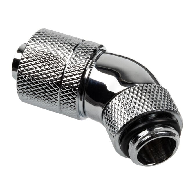 Alphacool HF Connection 45 Degree G1/4 Inch Female Thread to 13/10mm - Rotatable, Chrome Silver image number 1