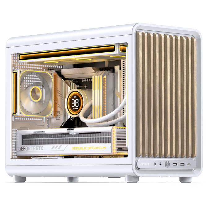 Jonsbo D33 Wood PC-Geh&auml;use, Mini-Geh&auml;use, mATX, Tempered Glass - wei&szlig;, Holz image number 3