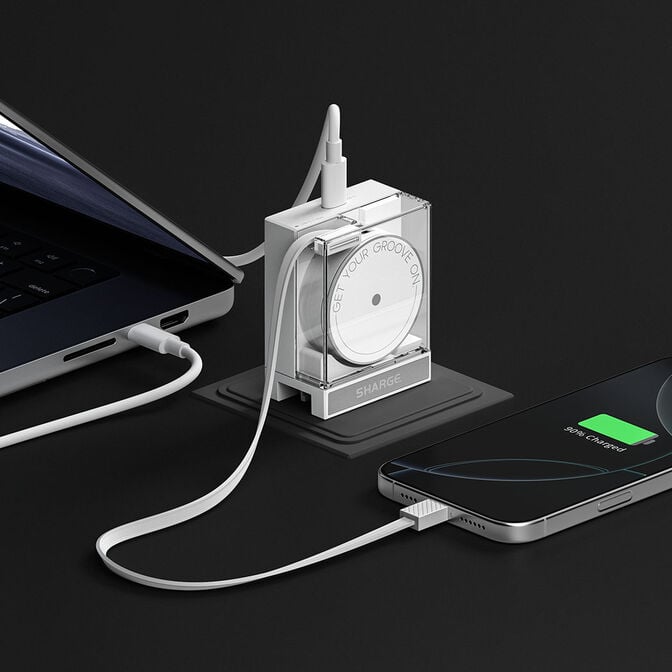 SHARGE Retractable 65W Charger EU PLUG - White image number 4