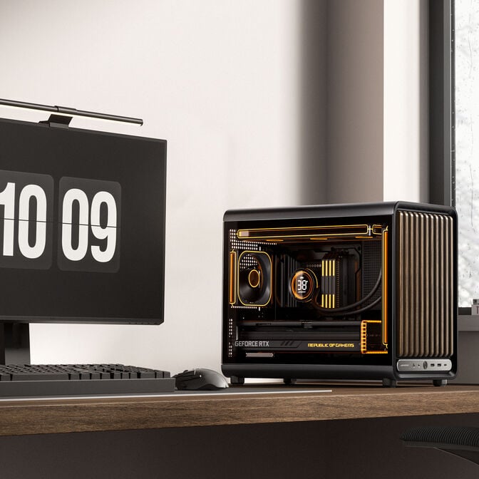 Jonsbo D33 Wood PC Case, Mini Case, mATX, Tempered Glass - Black, Wood image number 1