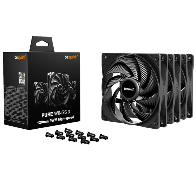 be quiet! Pure Wings 3 L&uuml;fter, PWM, High-Speed - schwarz, 120mm, 3er-Pack image number 0