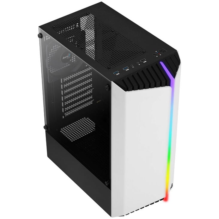 Aerocool Bionic v1 Mid Tower, RGB, Tempered Glass - Black/White image number 1