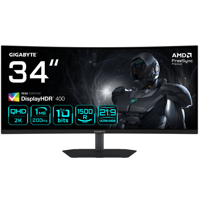 Gigabyte G34WQC2, 34 Zoll WQHD Gaming Monitor, 200Hz, VA-Panel, Freesync Premium image number 0