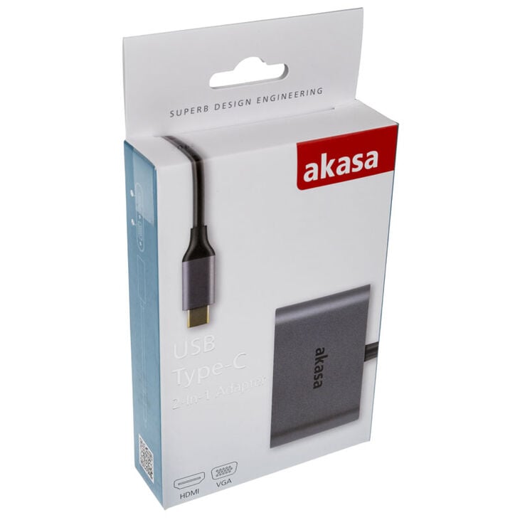 Akasa USB Typ C 2-In-1 Display-Adapter - silber image number 4