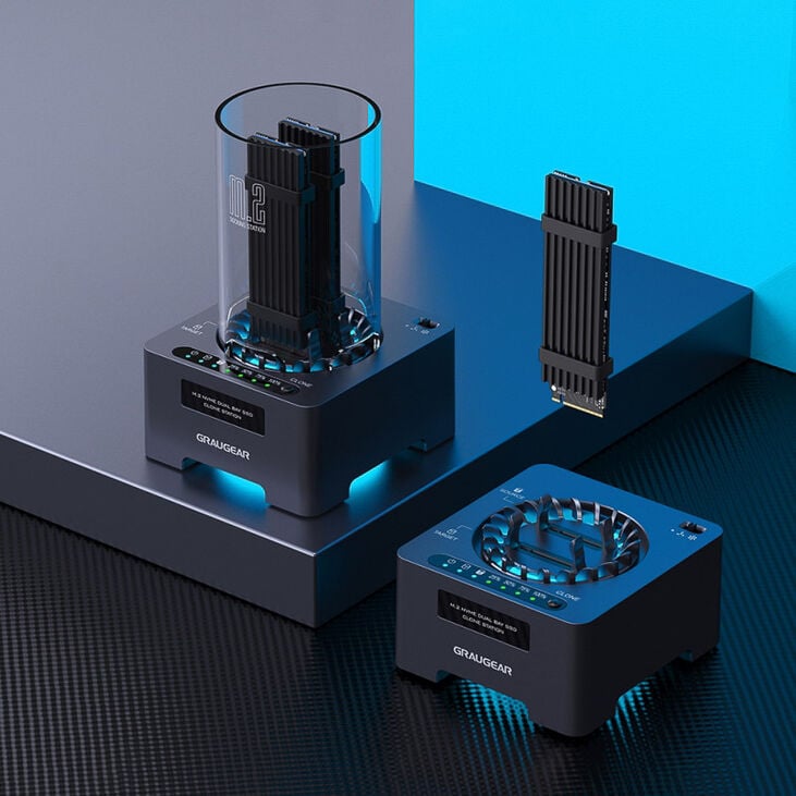 GrayGear Clone Station for M.2 NVMe SSD - with fan and one-touch clone button image number 1