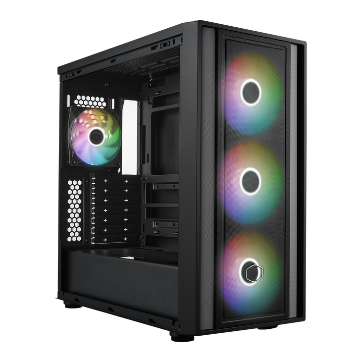 Cooler Master MasterBox 600 ARGB PC-Gehäuse, Midi-Tower, E-ATX, RGB, Tempered Glass - schwarz image number 4