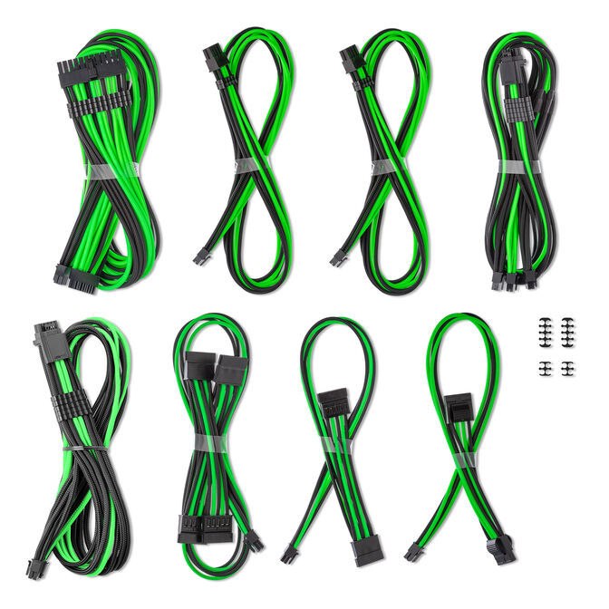 CableMod C-Series Pro ModMesh Sleeved 12V-2x6 12VHPWR Dual StealthSense Cable Kit for Corsair RMi, RMx (Black Label) - black/light green image number 1