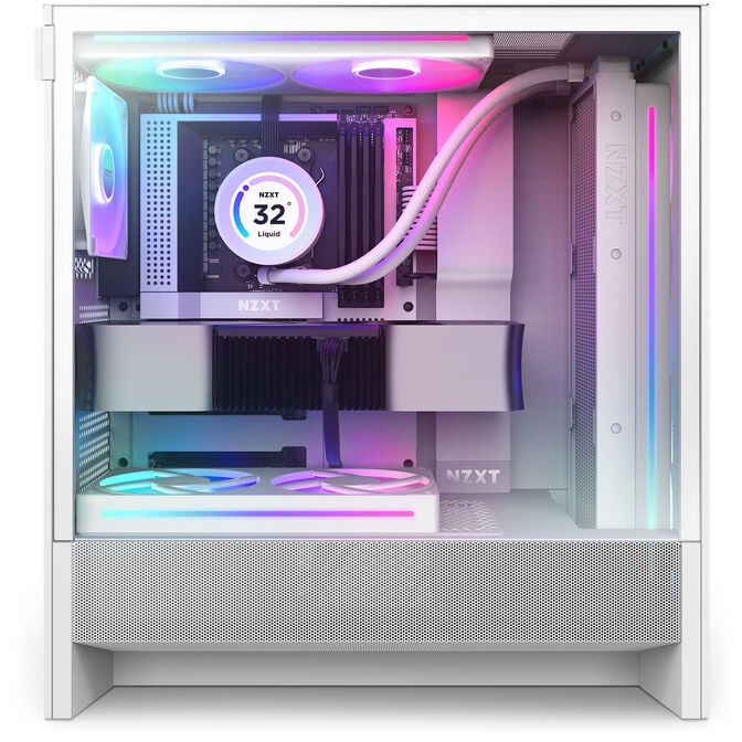 NZXT H5 Flow RGB PC-Geh&auml;use, Midi-Tower, ATX, RGB, Tempered Glass - wei&szlig; image number 3