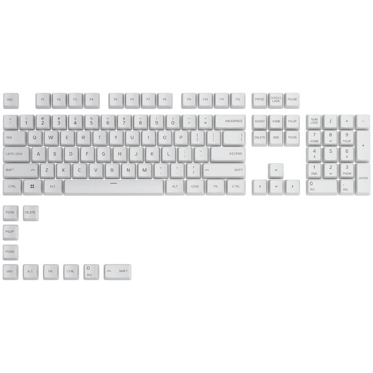 Glorious GPBT Keycaps - 114 PBT Caps, ANSI, US Layout, Arctic White image number 0