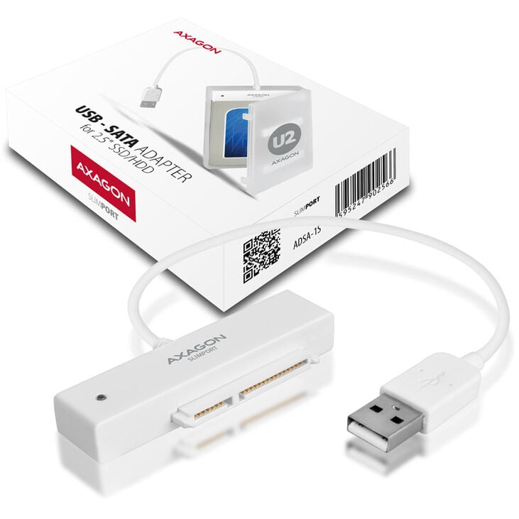 AXAGON ADSA-1S SLIMPort Adapter, USB 2.0, 2,5" SSD/HDD, SATA - mit Case image number 8