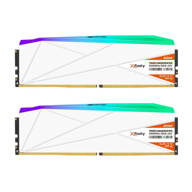 V-Color Manta XFinity RGB DDR5-6000 RAM, CL30, XMP/EXPO - 64 GB Dual-Kit, wei&szlig; image number 2