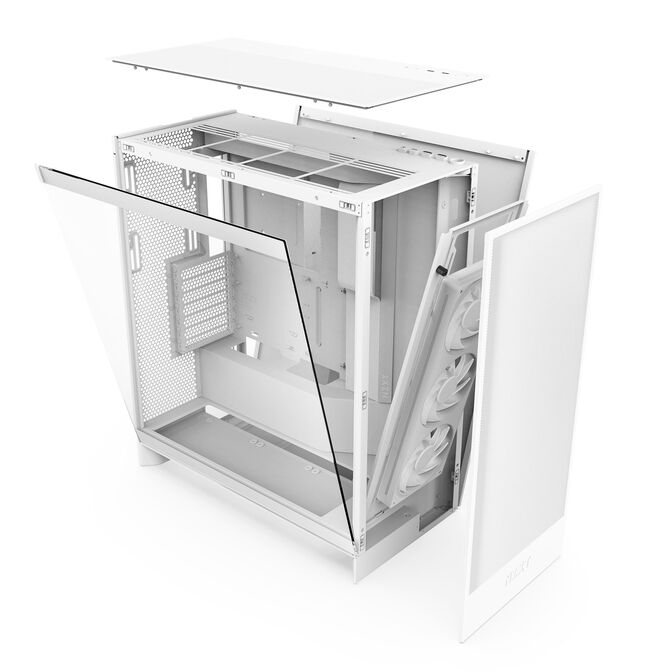NZXT H7 Flow RGB PC Case, Mid Tower, E-ATX, RGB, Tempered Glass - White image number 13