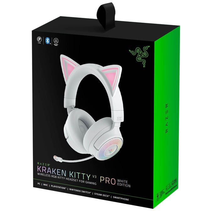 Razer Kraken Kitty V3 Pro Wireless Gaming Headset, Chroma RGB - White image number 6