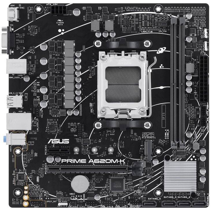 ASUS Prime A620M-K, AMD A620 Mainboard, Sockel AM5, DDR5 image number 2