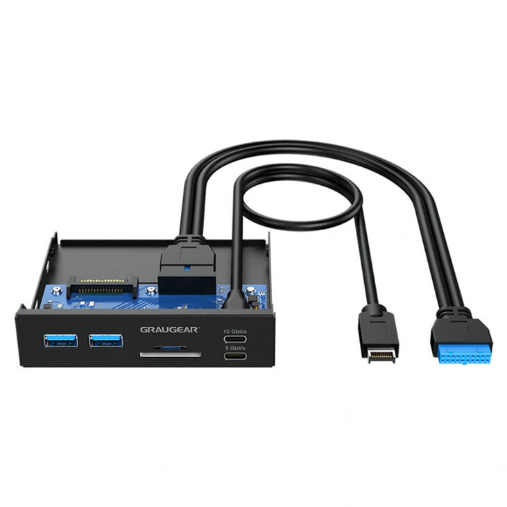Grey Gear Multi Front Panel with USB Hub + Card Reader image number 1