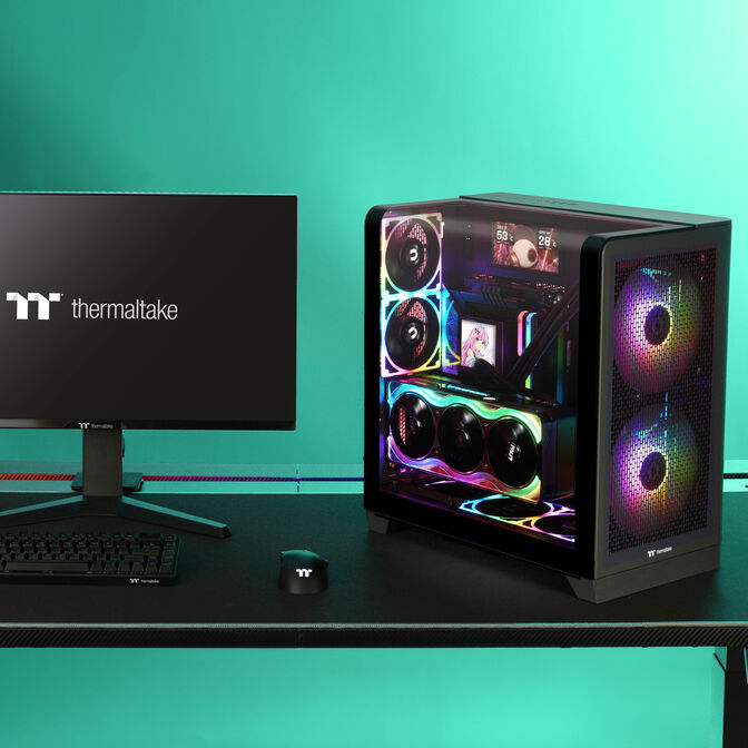 Thermaltake View 390 Air PC Case, Mid Tower, ATX, ARGB, Tempered Glass - Black image number 3