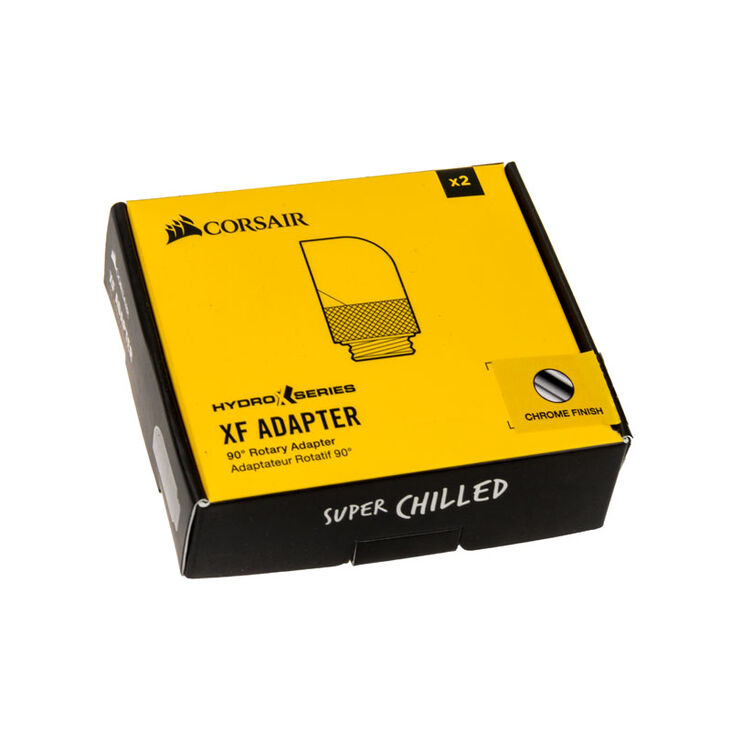 Corsair Hydro X Series Adapter 90 Grad G1/4 Zoll AG auf G1/4 Zoll IG - 2er Pack, drehbar, chrome sil image number 2