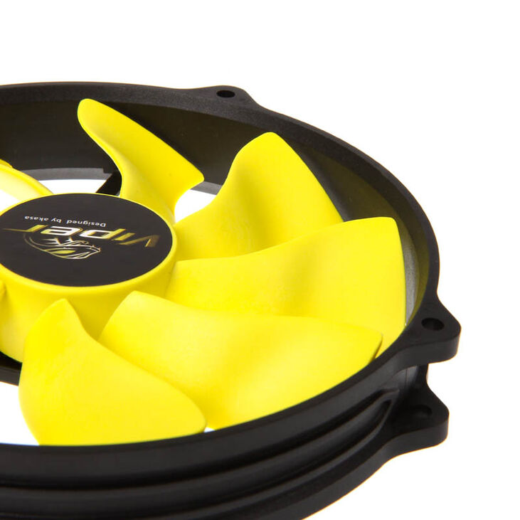 Akasa Viper R PWM Fan, 120mm Mounting - 140mm, black/yellow image number 2