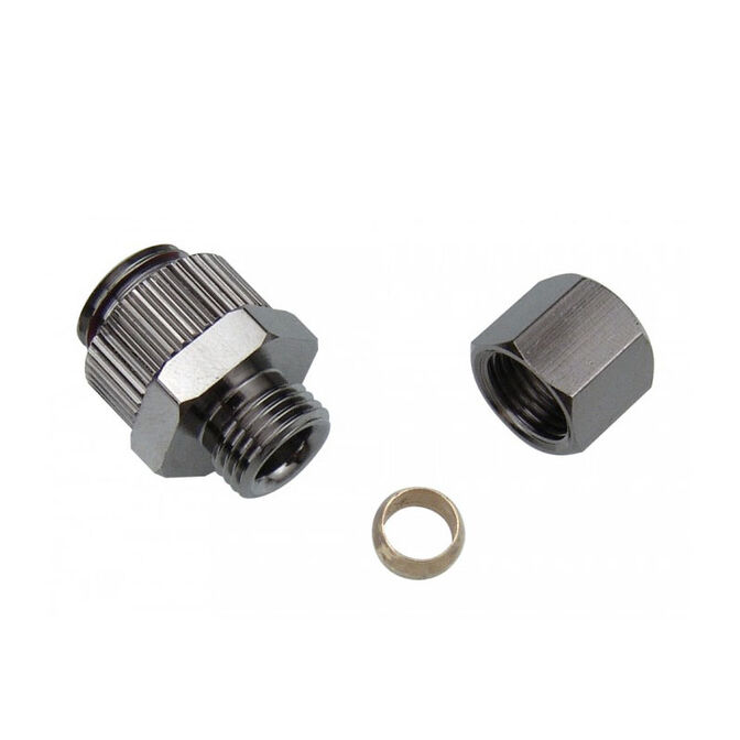 Koolance Compression Fitting for Copper Tubes, OD 06 mm to G 1/4 Inch BSPP - silver image number 1