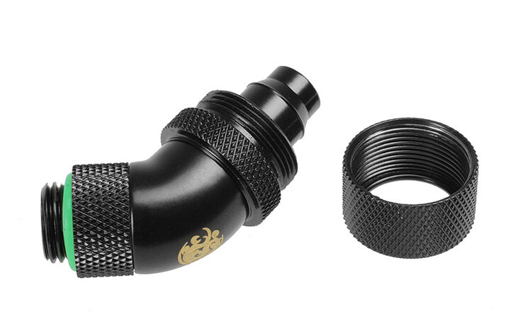 Bitspower Anschluss 45 Grad G1/4 Zoll AG auf 16/10mm - drehbar, schwarz matt image number 2